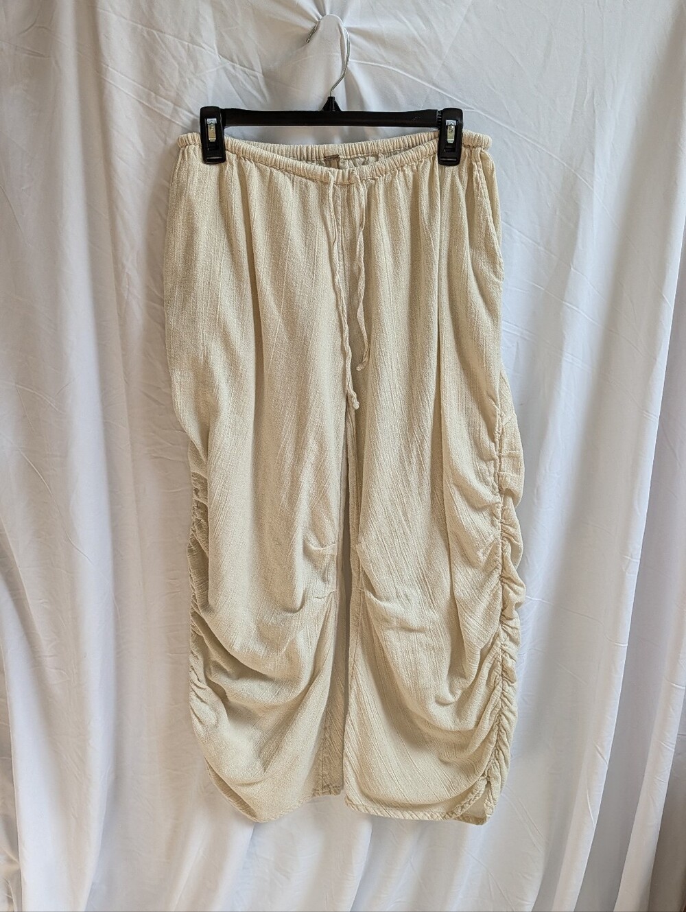 Free People Cream Wide Leg Drawstring Pants